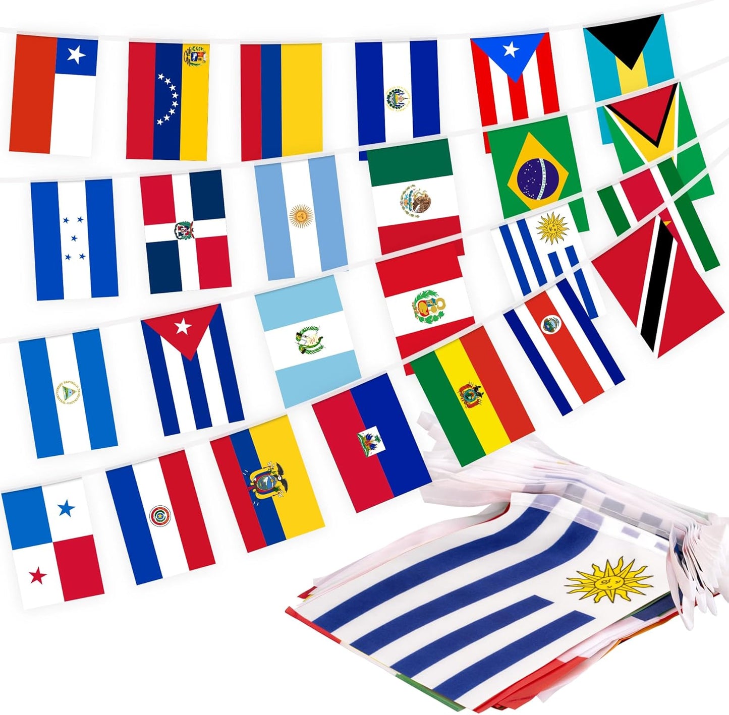 Banderines latinoamericanos 25 paises 30ft decoracion