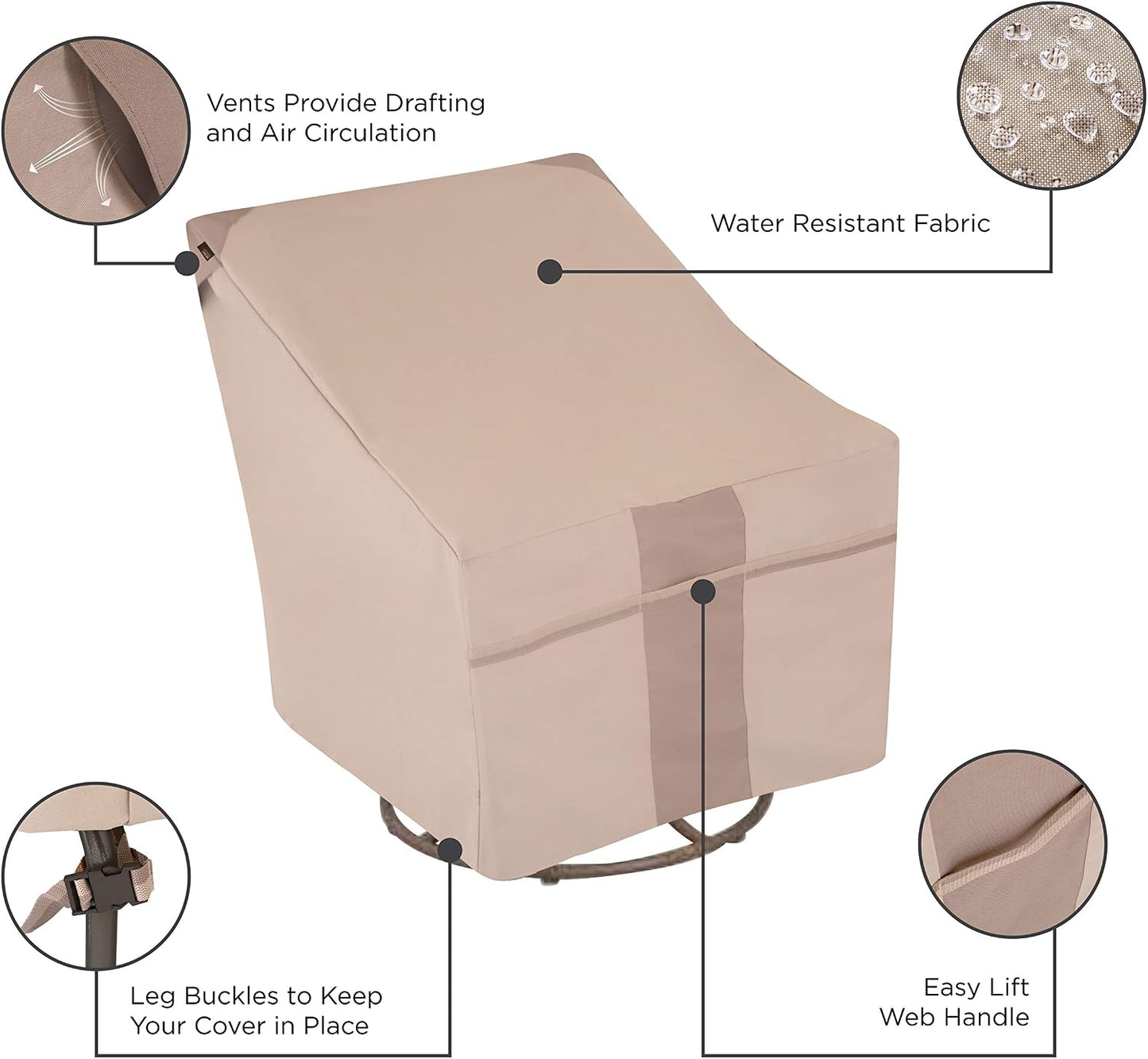 Funda silla giratoria patio tela resistente 37.5x39.25pulg