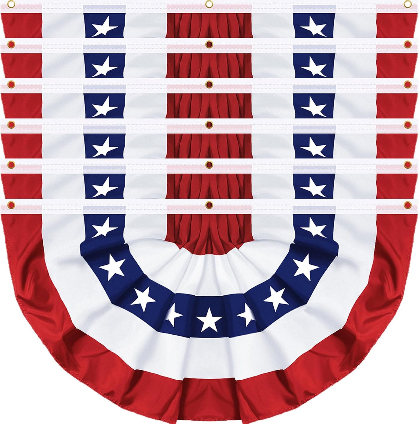 6 Banderas Americanas Plisadas 3x6ft Decoración 4 de Julio