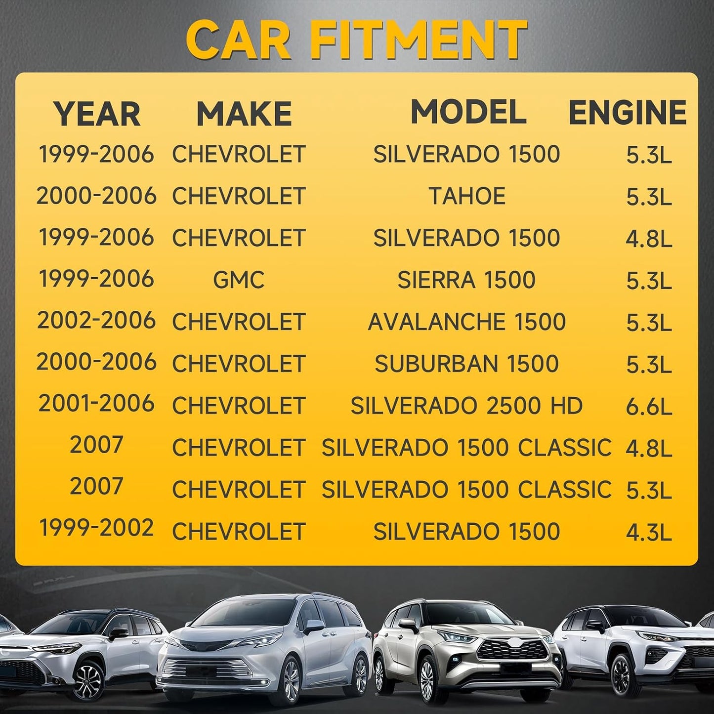 8 Bobinas Encendido Cuadradas Comp Chevy Silverado 99-06
