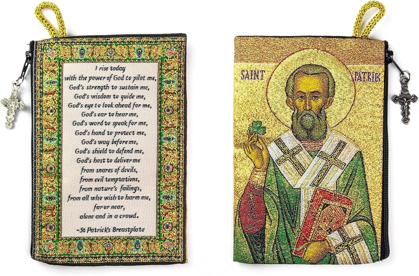Bolsa rosario católico tejida 4x6" con cruz