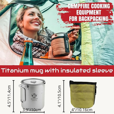 Olla titanio 750ml para camping con aislamiento