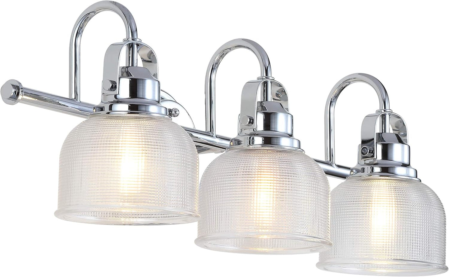 Lámpara baño moderna cromada 25pulg led 3 luces vidrio