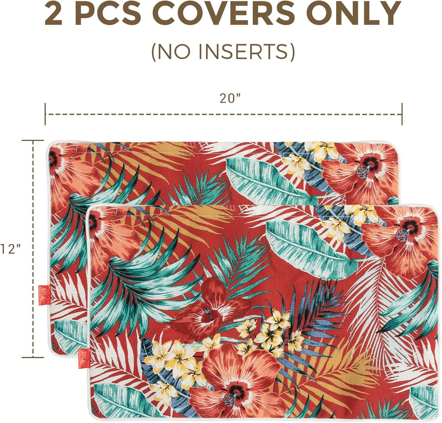 2 Pzas Fundas Cojín Lumbar Impermeables 12x20" Rojo Chile