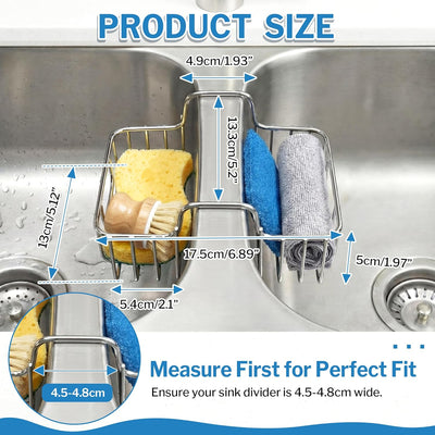Paquete de 2 esponjas de acero inoxidable para fregadero de cocina con soporte