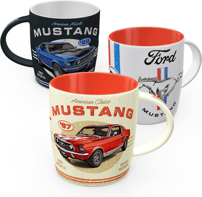 Taza café retro Ford Mustang Set 2 set 3 cerámica vintage