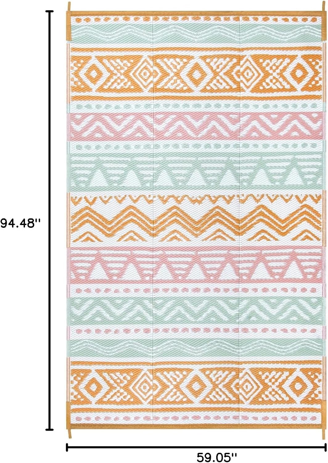 Alfombra exterior plástico 5x8ft reversible rosa/naranja