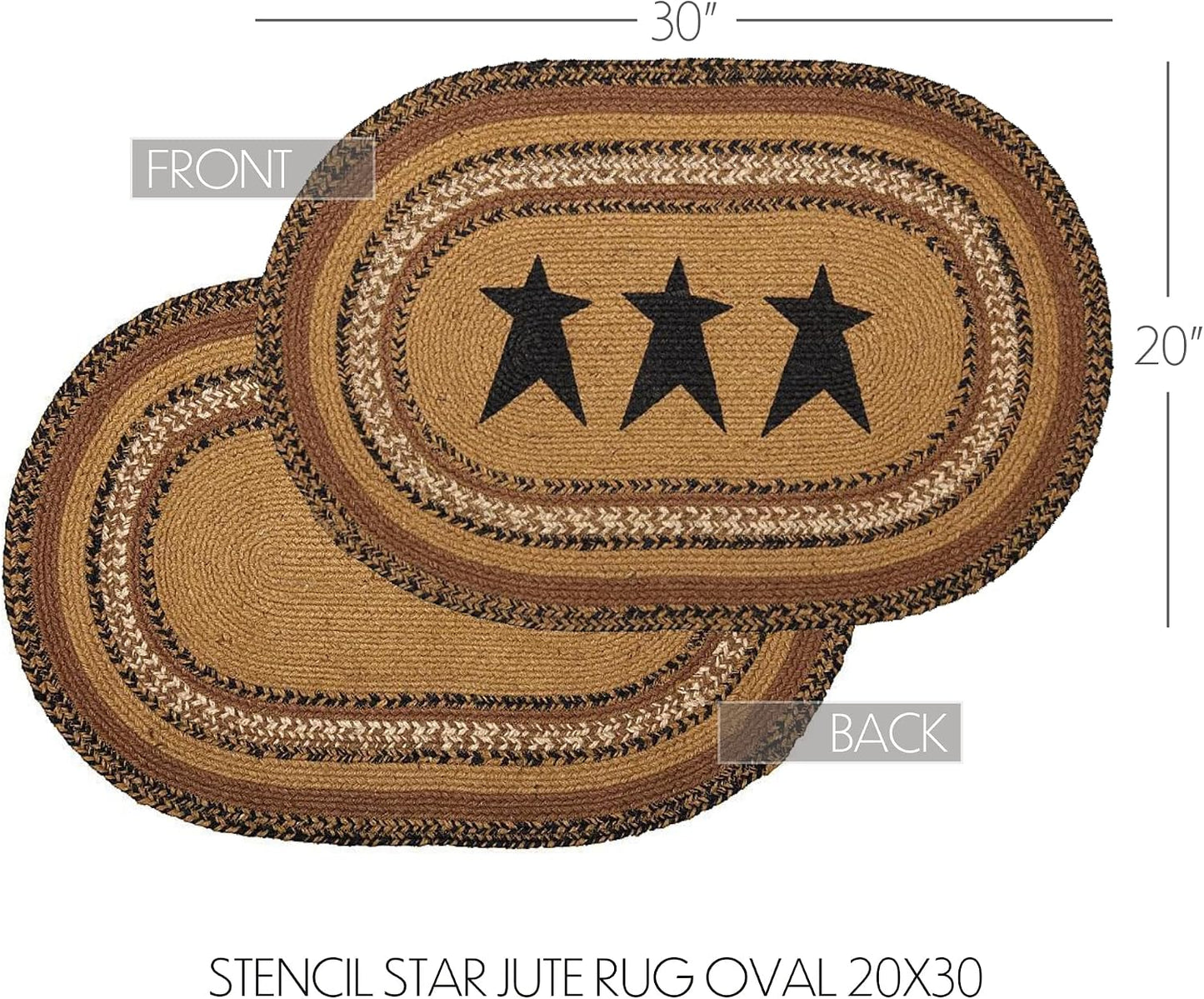 Alfombra yute marrón estrella ovalada 20x30pulg