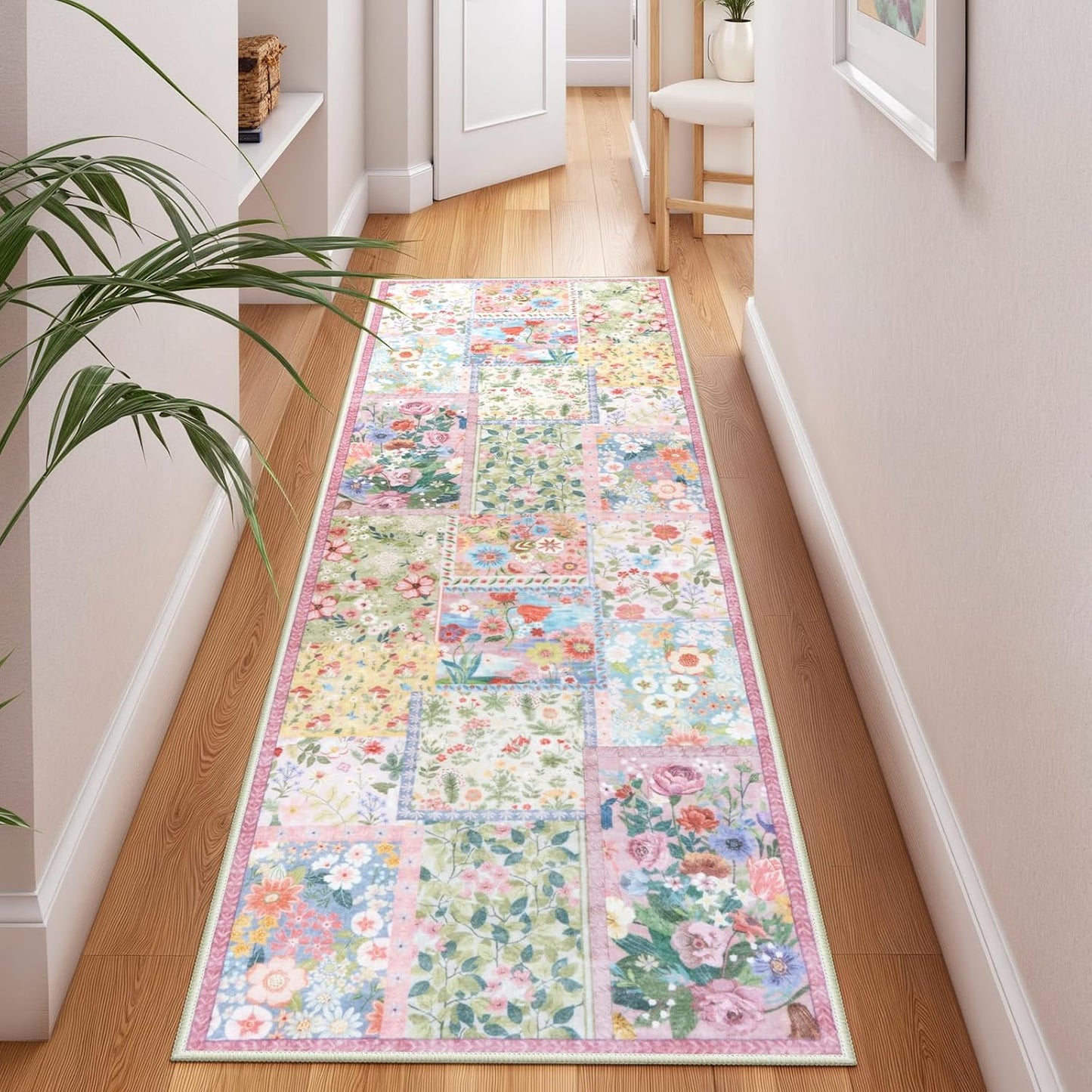 Alfombra pasillo rosa 2x6ft antiderrap dormitorio