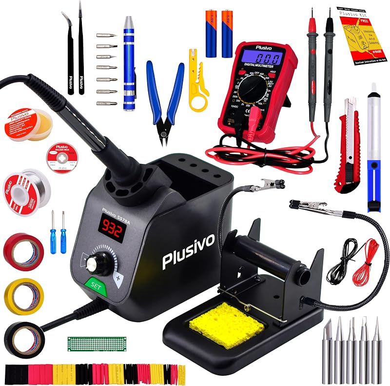 Kit soldador 60W pantalla digital 5 puntas soporte
