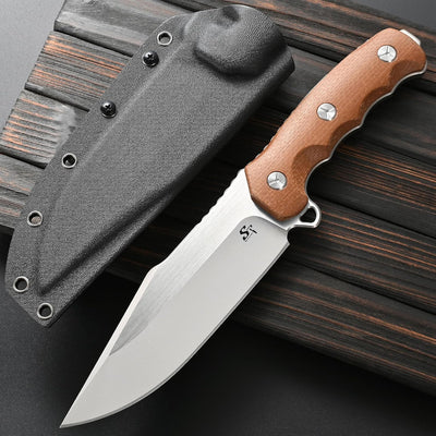 Cuchillo Sleipner acero cepillado mango micarta EDC