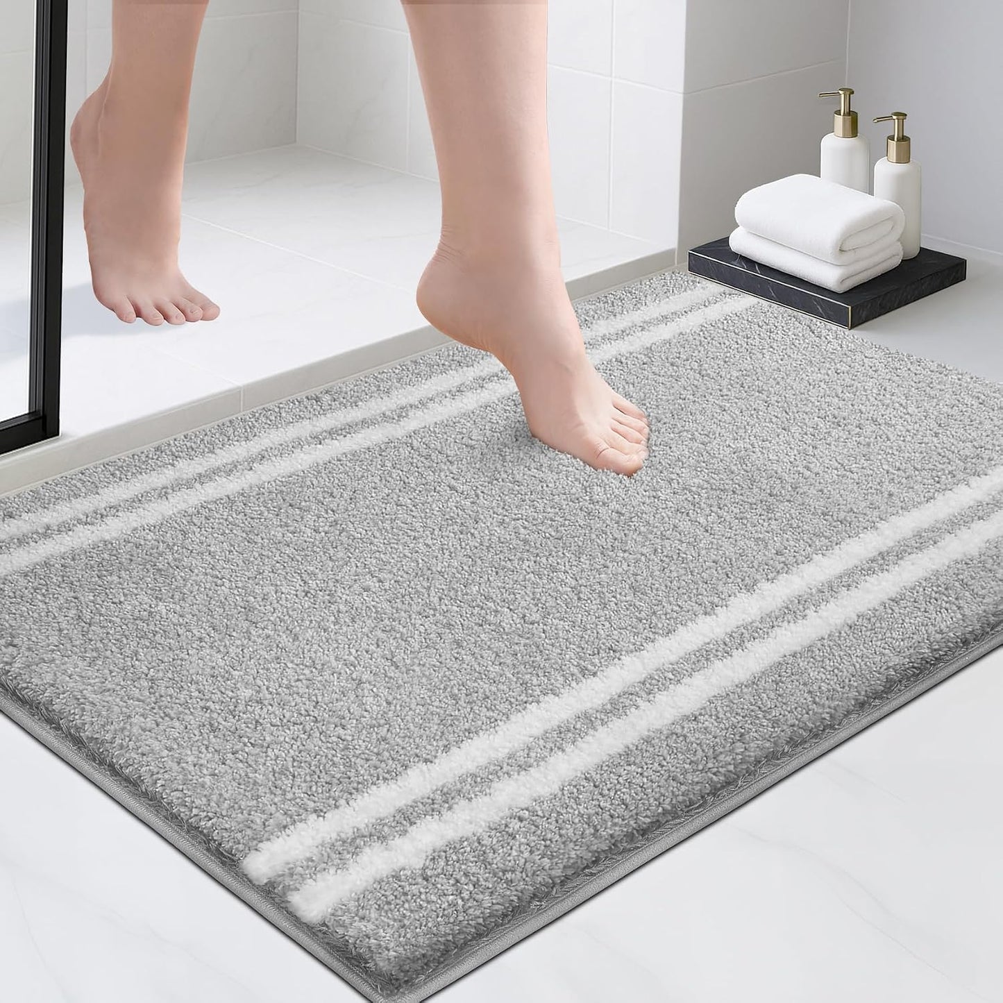 Alfombra baño antiderrap microfibra lanuda 24x36"