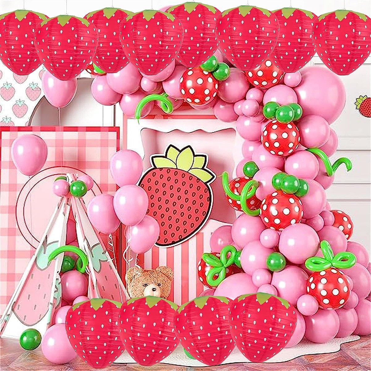 8 Linternas papel fresa colgantes decoración 8pulg rojo