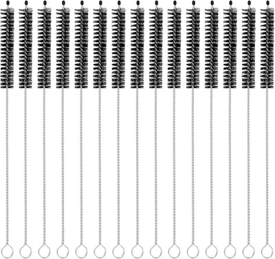 15 Cepillos Limpieza Popotes Cerdas Nailon 8x3/8pulg Negro