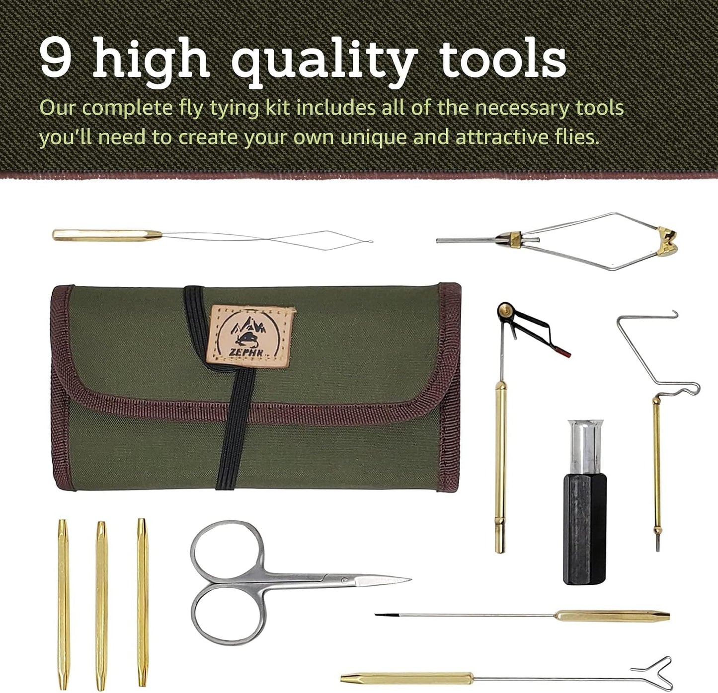 Kit herramientas atar moscas con bolsa