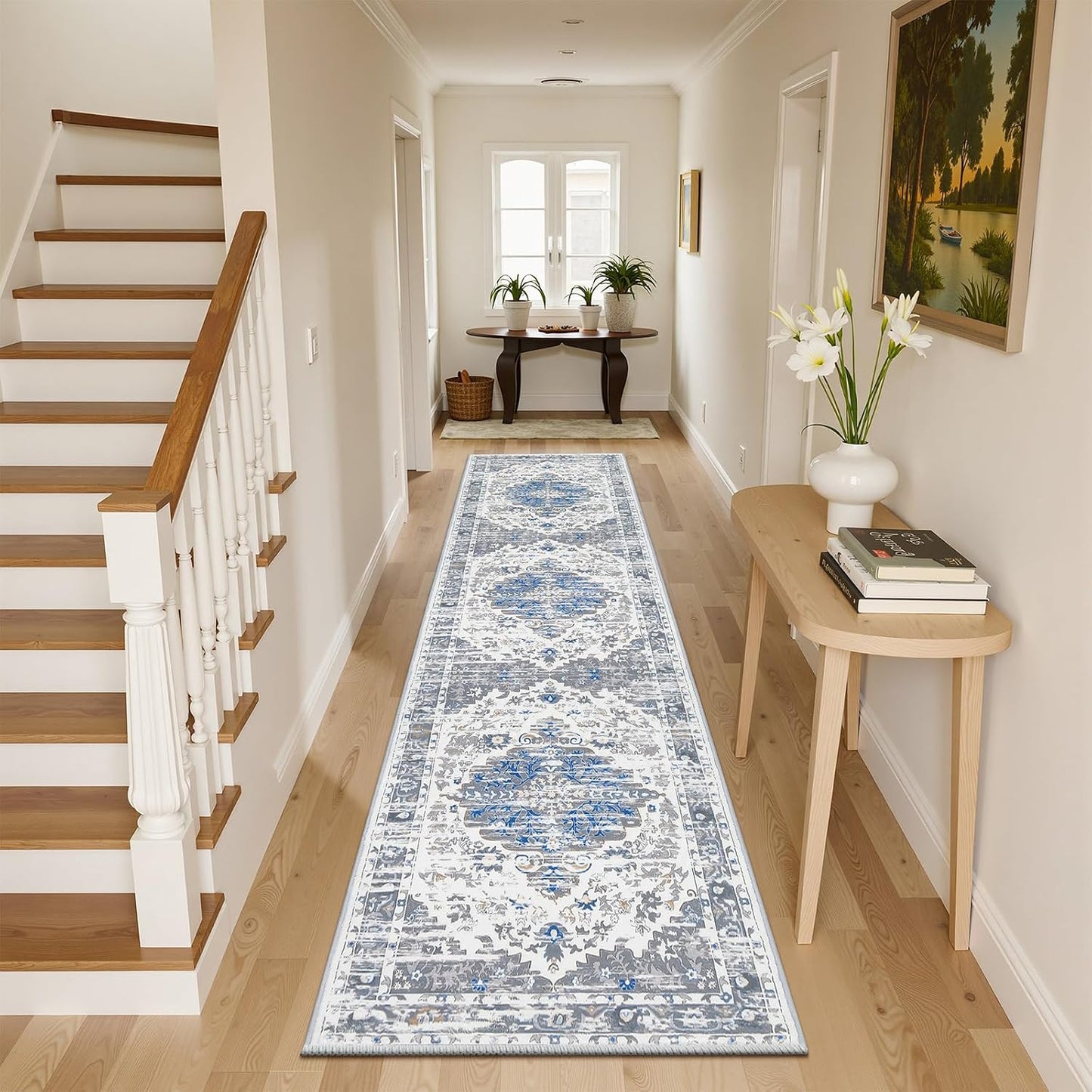 Alfombra lavable pasillo 2x8ft antiderrap pelo bajo bohemia