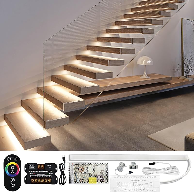 Kit iluminación LED sensor movimiento escaleras aluminio