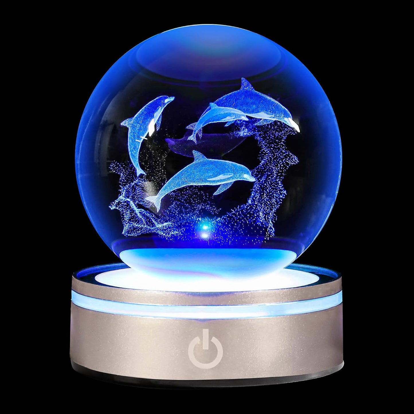Bola de cristal 3D delfín con luz LED para regalos