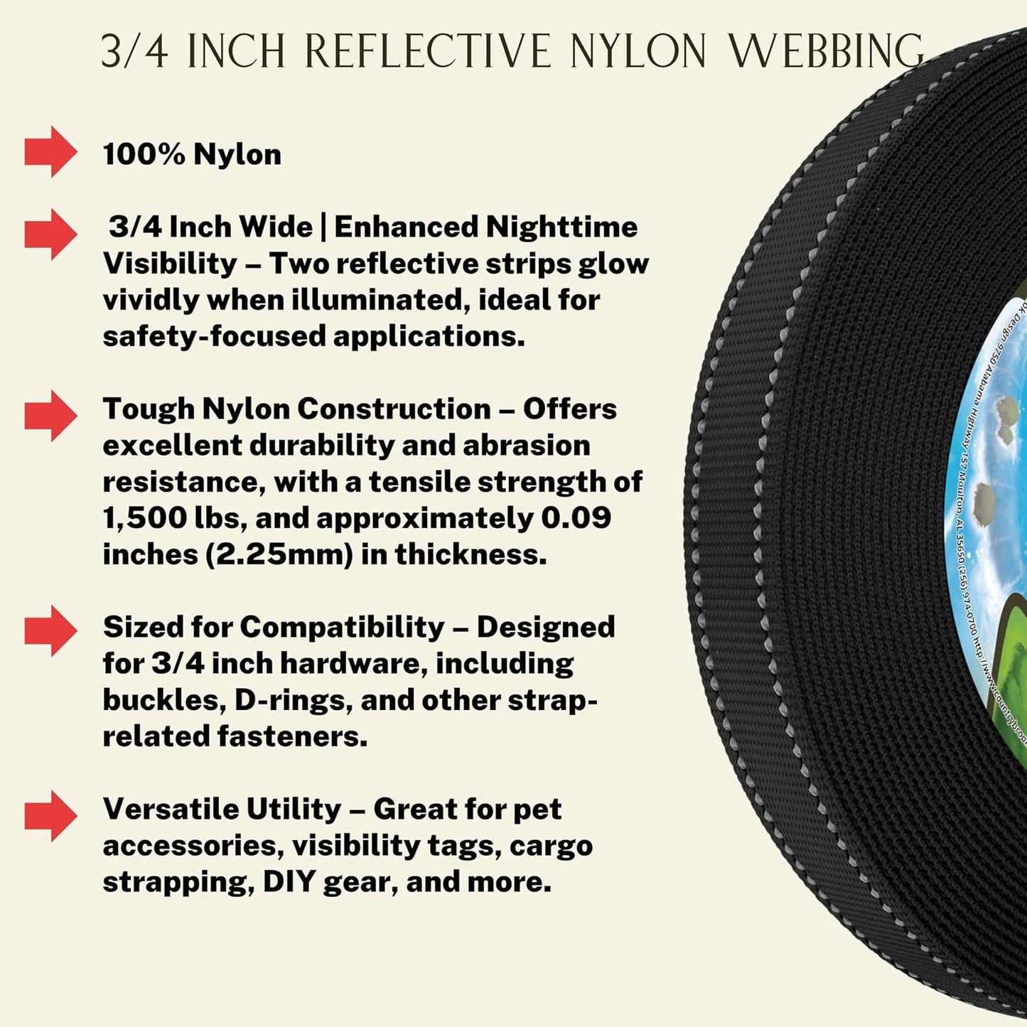 Correa nailon reflectante 3/4"