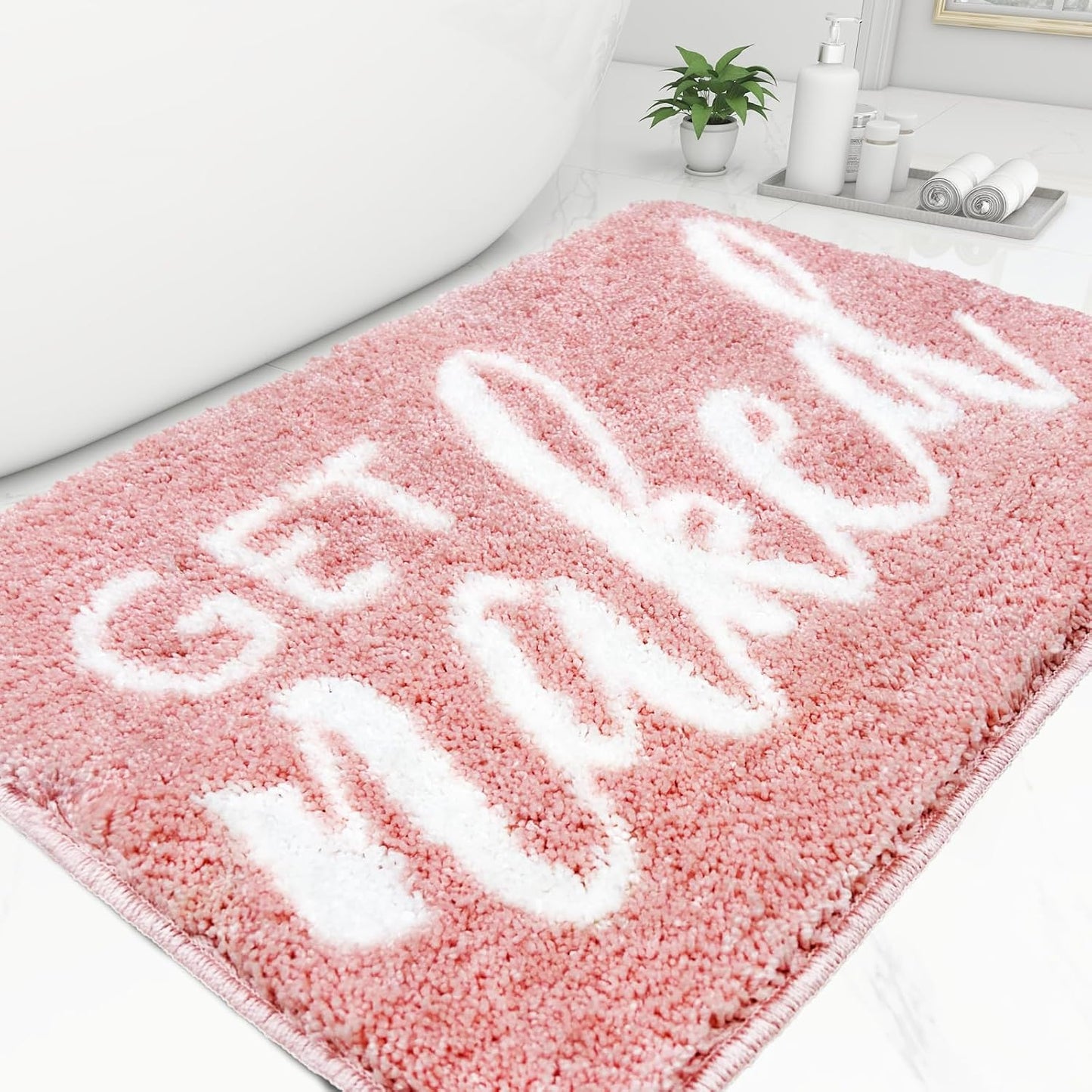 Alfombras baño antideslizantes color rosa 20x32
