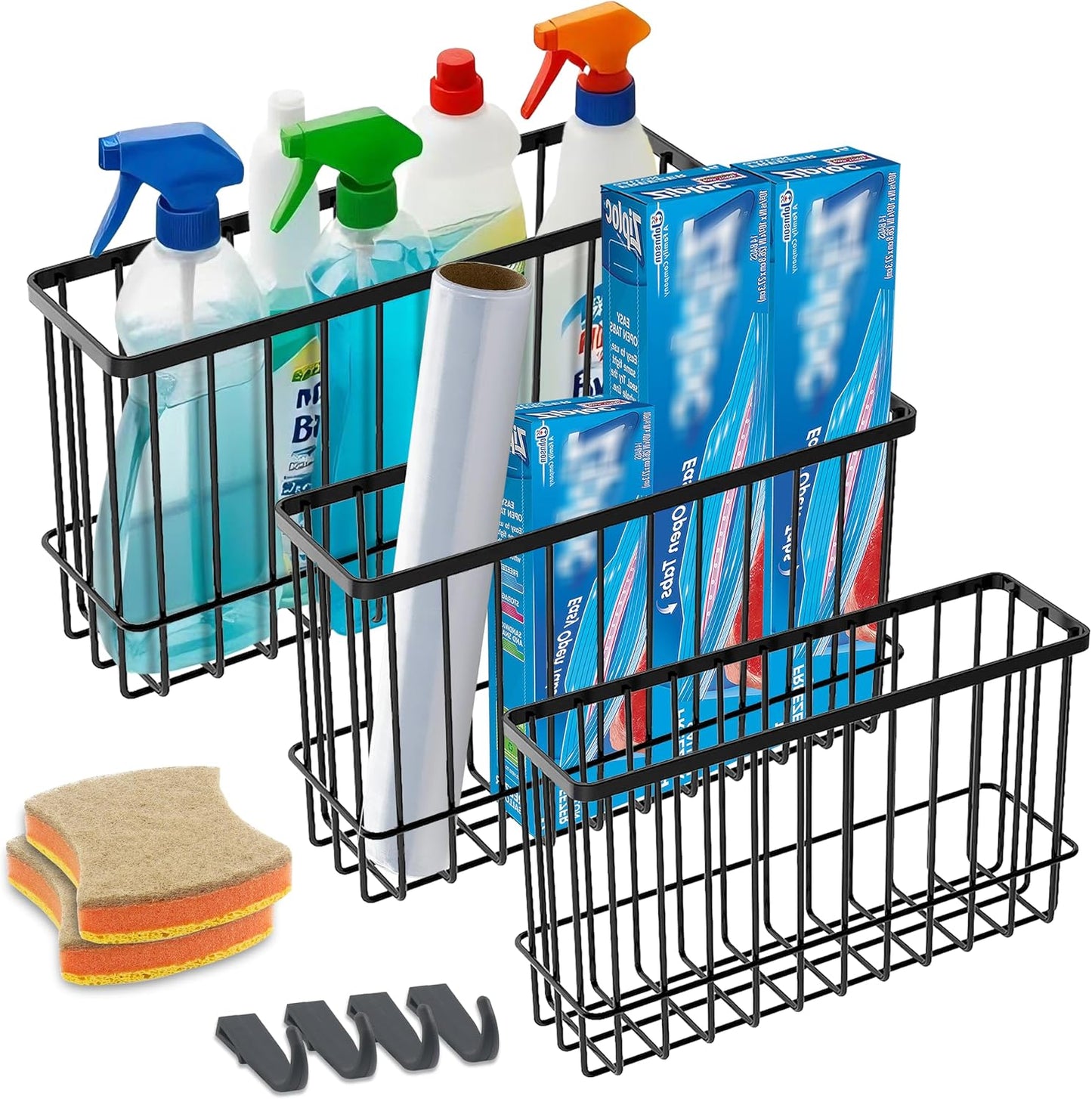 Organiz. puerta cocina pack 3 con esponjas y ganchos