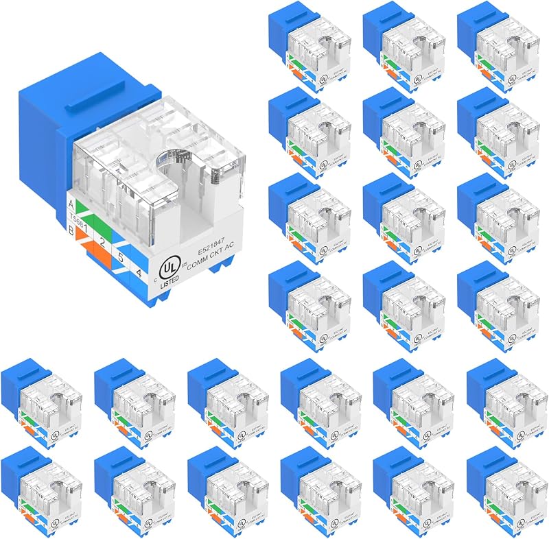 Pack 25 Insertos Keystone Cat6 10 Gbps UL Azul