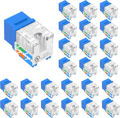 Pack 25 Insertos Keystone Cat6 10 Gbps UL Azul