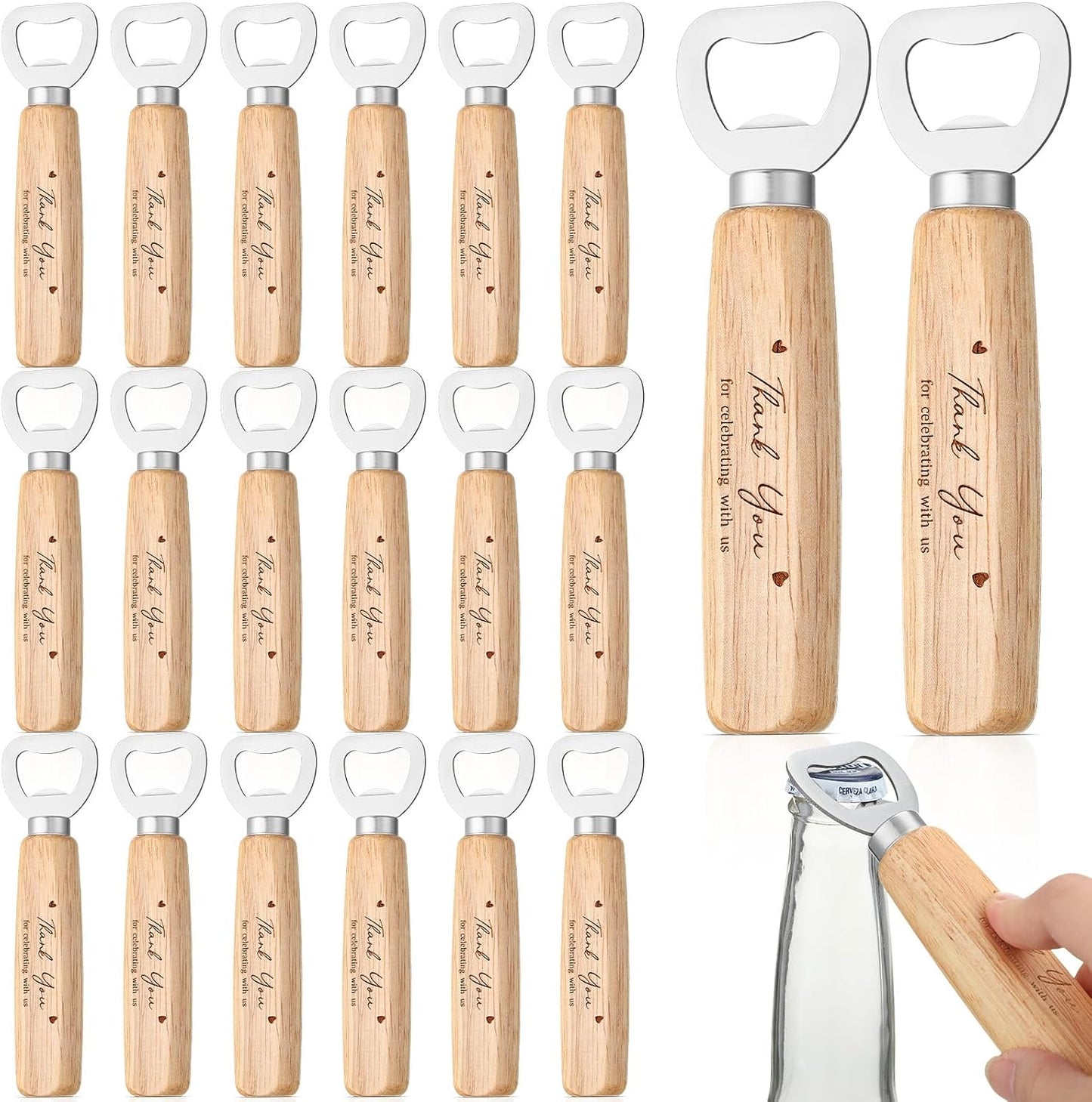 Abrebotellas madera 20uds regalo bodas fiestas