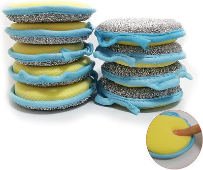 Esponja redonda microfibra cocina doble acción pack 10 azul