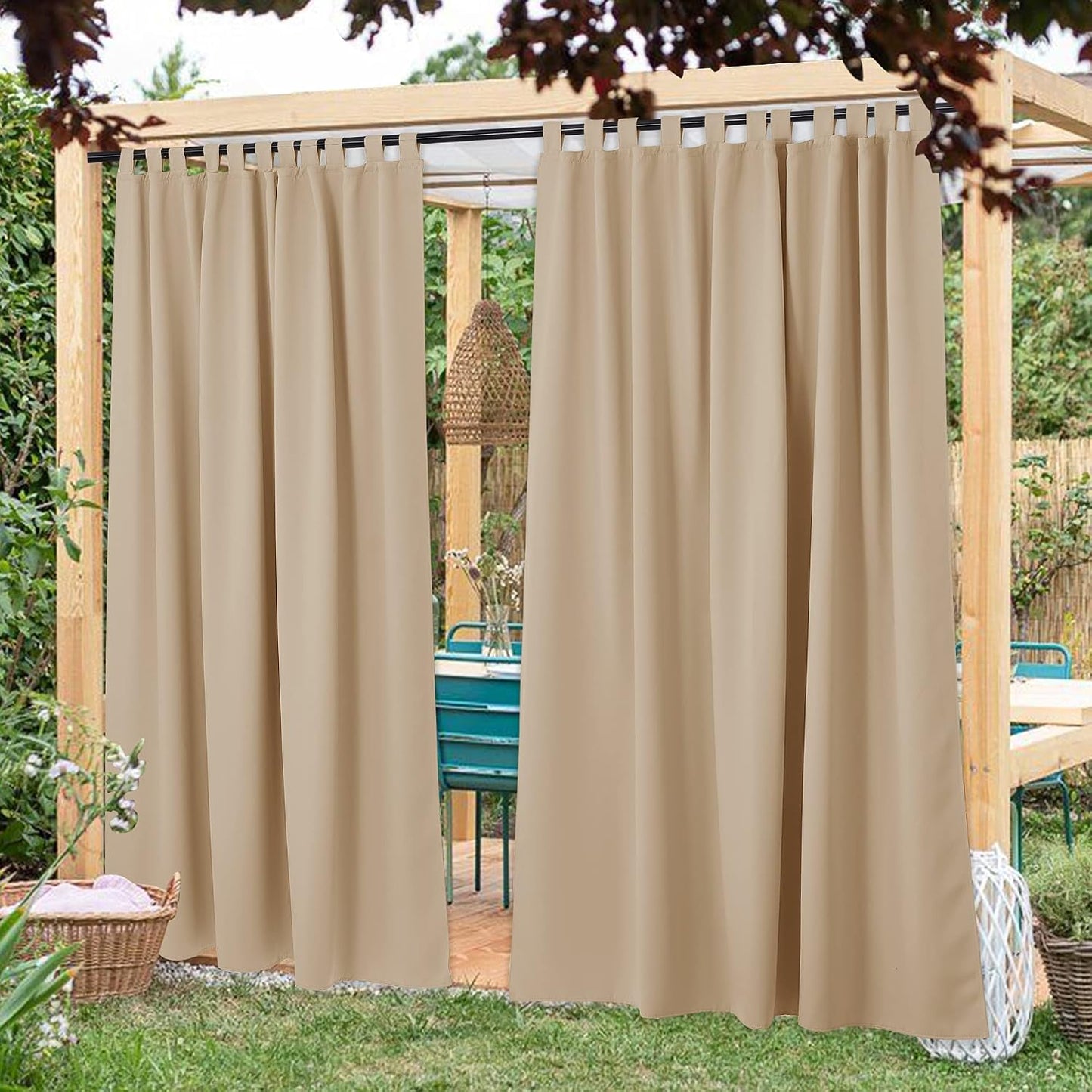 2 Cortinas patio 95pulg impermeables aislamiento térmico
