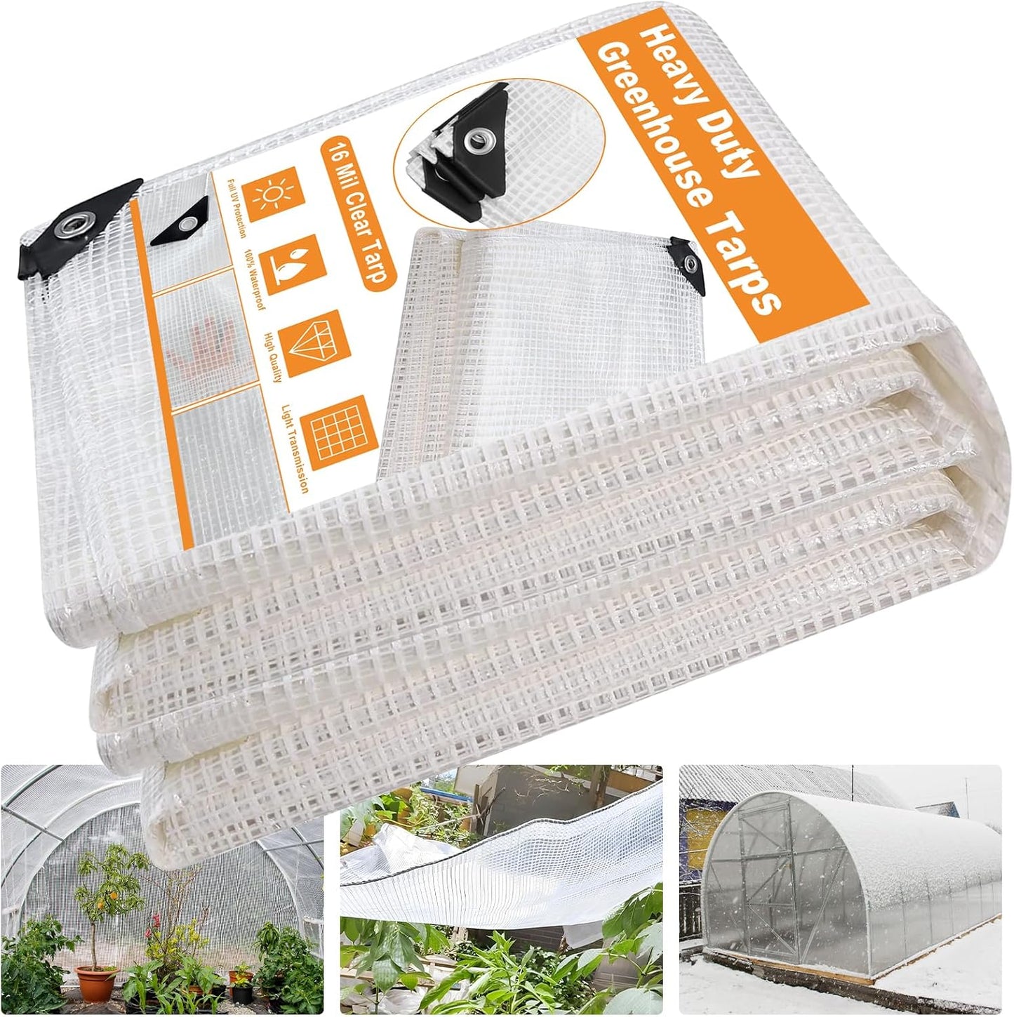 Lona 12x20" transparente resistente UV invernadero