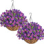 Set 2 flores artificiales con cesta colgante para jardín
