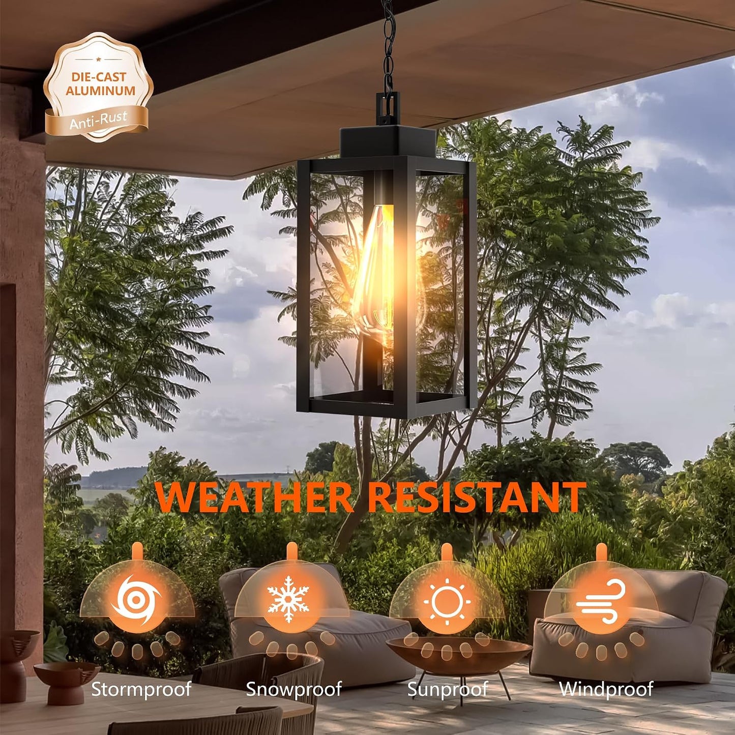 Lámpara colgante exterior impermeable set 2