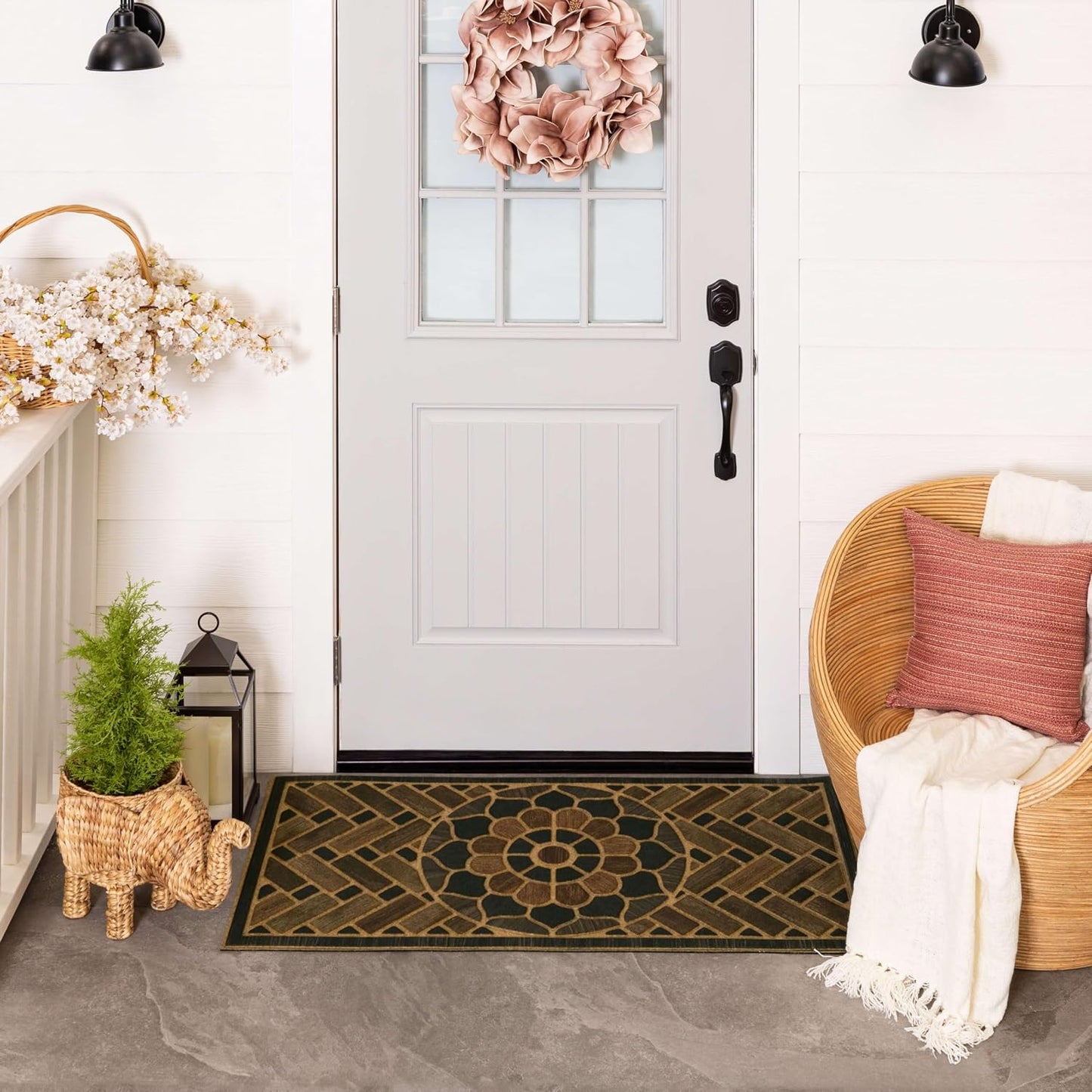 Tapete puerta gris medallón 2x4ft para porche