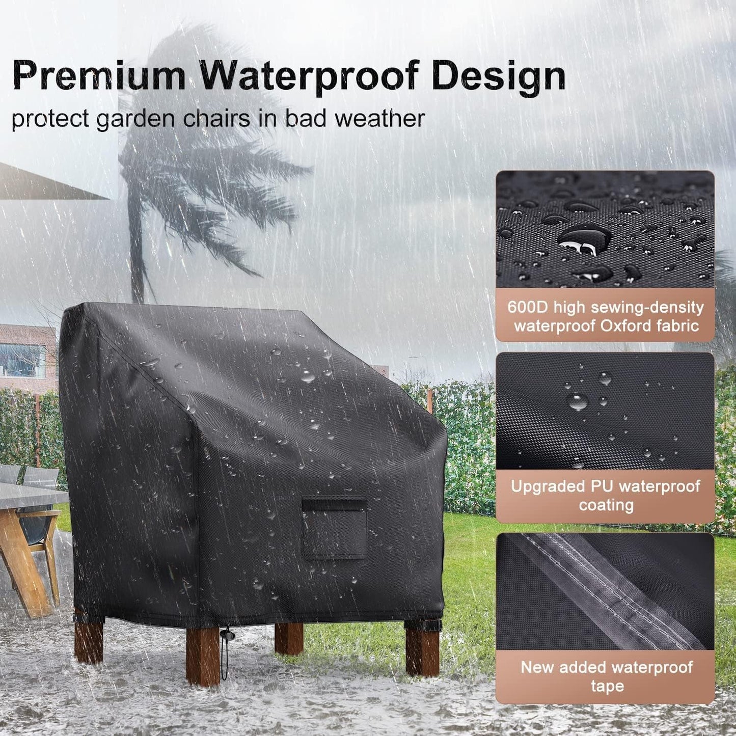 Fundas sillas patio resistentes 33x34x31" set 2
