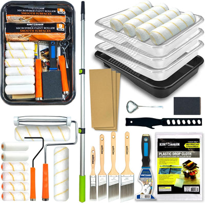 Kit 31 rodillos pintura 4.75pies 4y9pulg bandeja forros