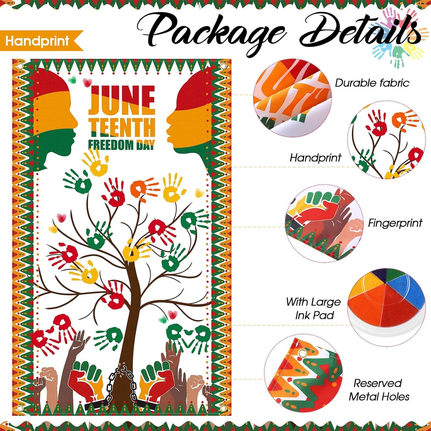 Kit manualidades 51x32pulg 3 almohadillas tinta Día Libertad