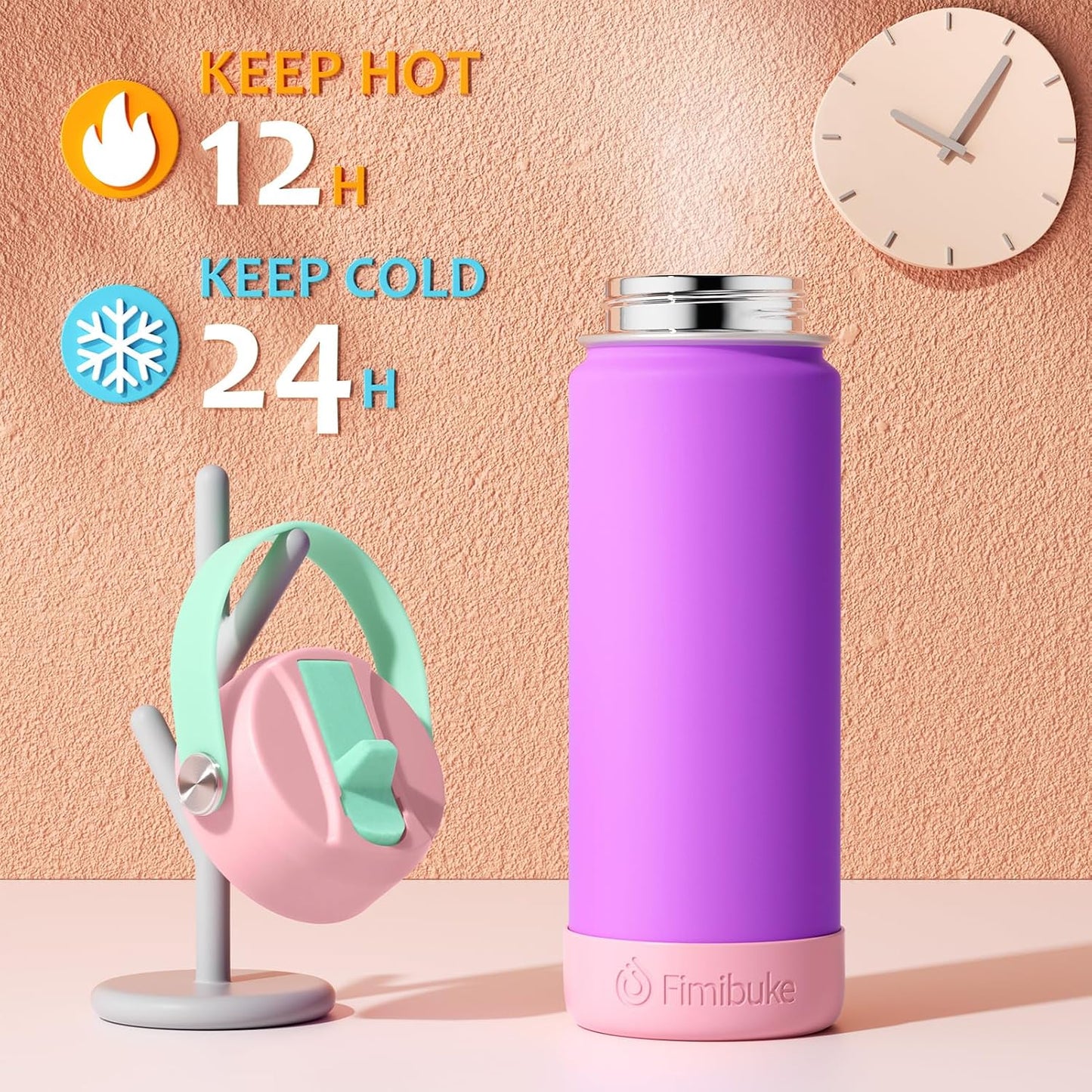Botella agua aislada niños 18oz sin BPA acero inox 2uds