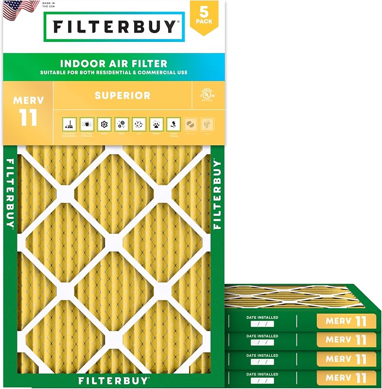Filtro aire MERV 11 16x36pulg plisado HVAC 5 pzas