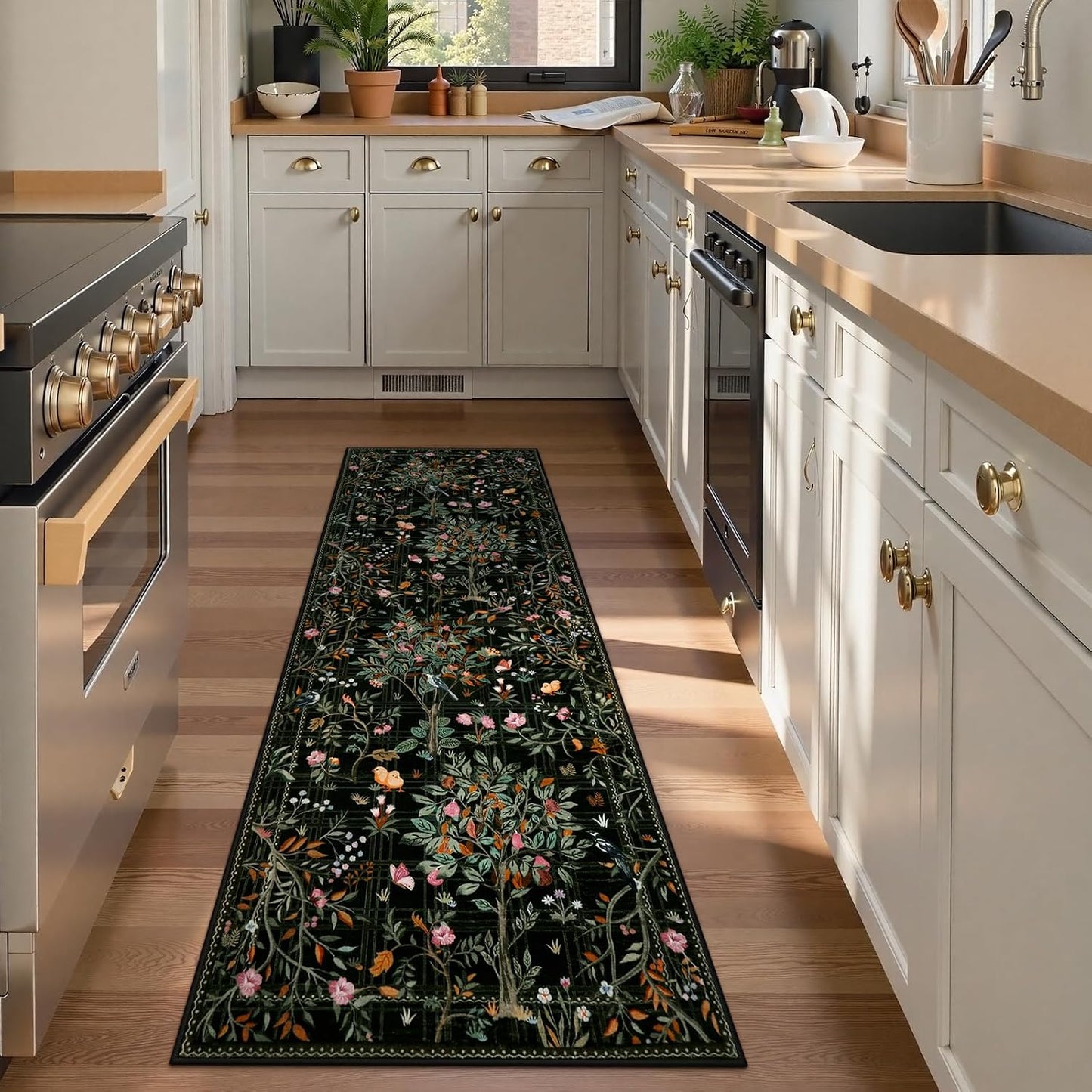 Alfombra floral antiderrap 2x6ft baño entrada