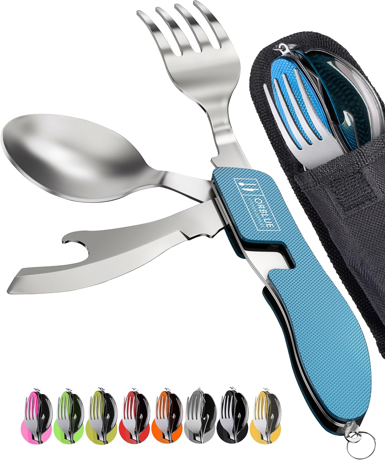 4en1 Cubiertos Acero Inox Abridor Botellas Viaje