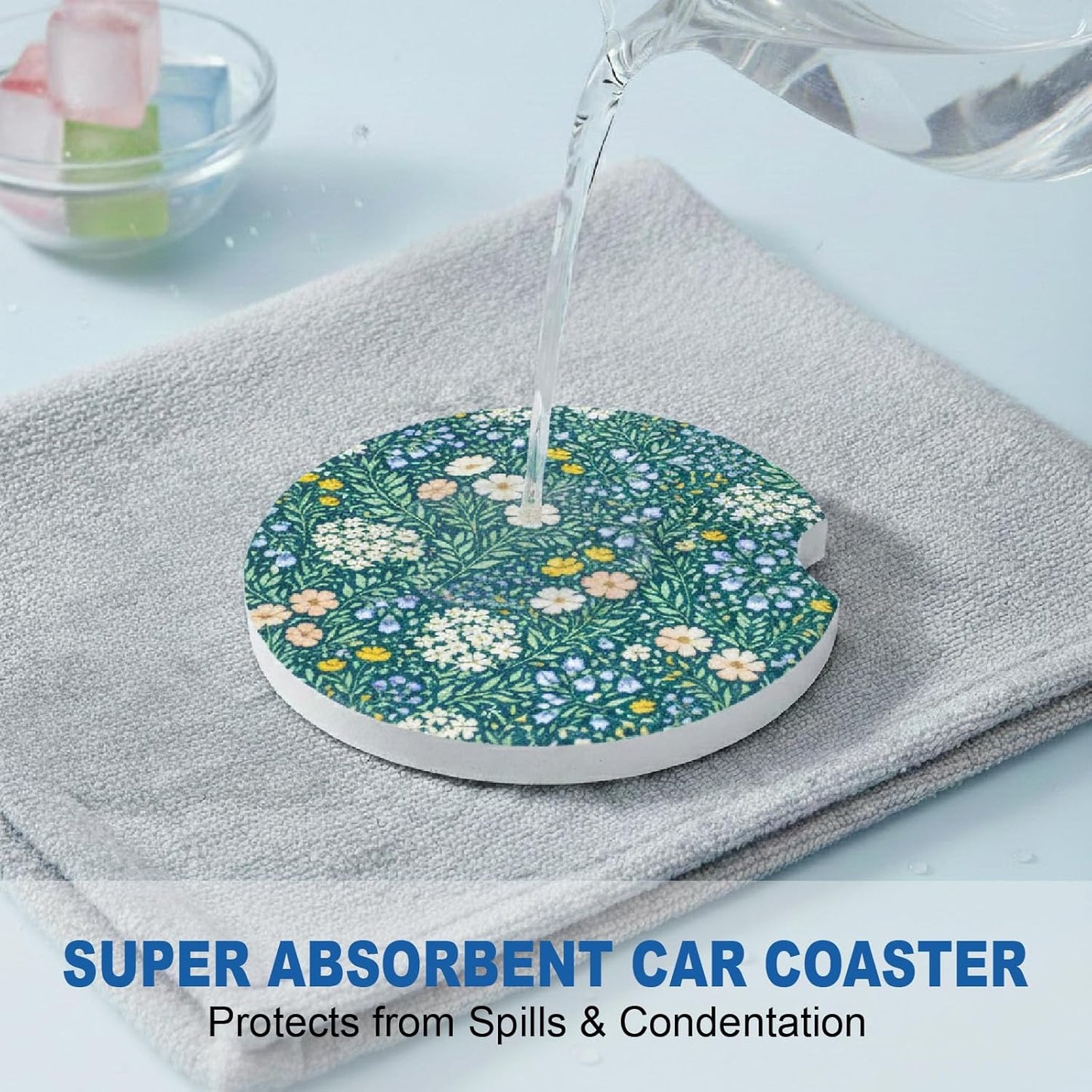 Posavasos Cerámica Automóvil Set 2 Patrón Floral