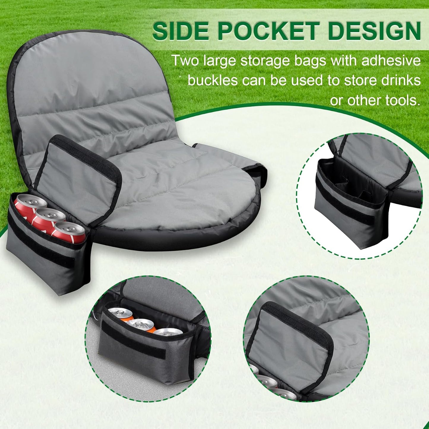 Funda asiento cortacésped con 2 bolsas tela Oxford 600d gris