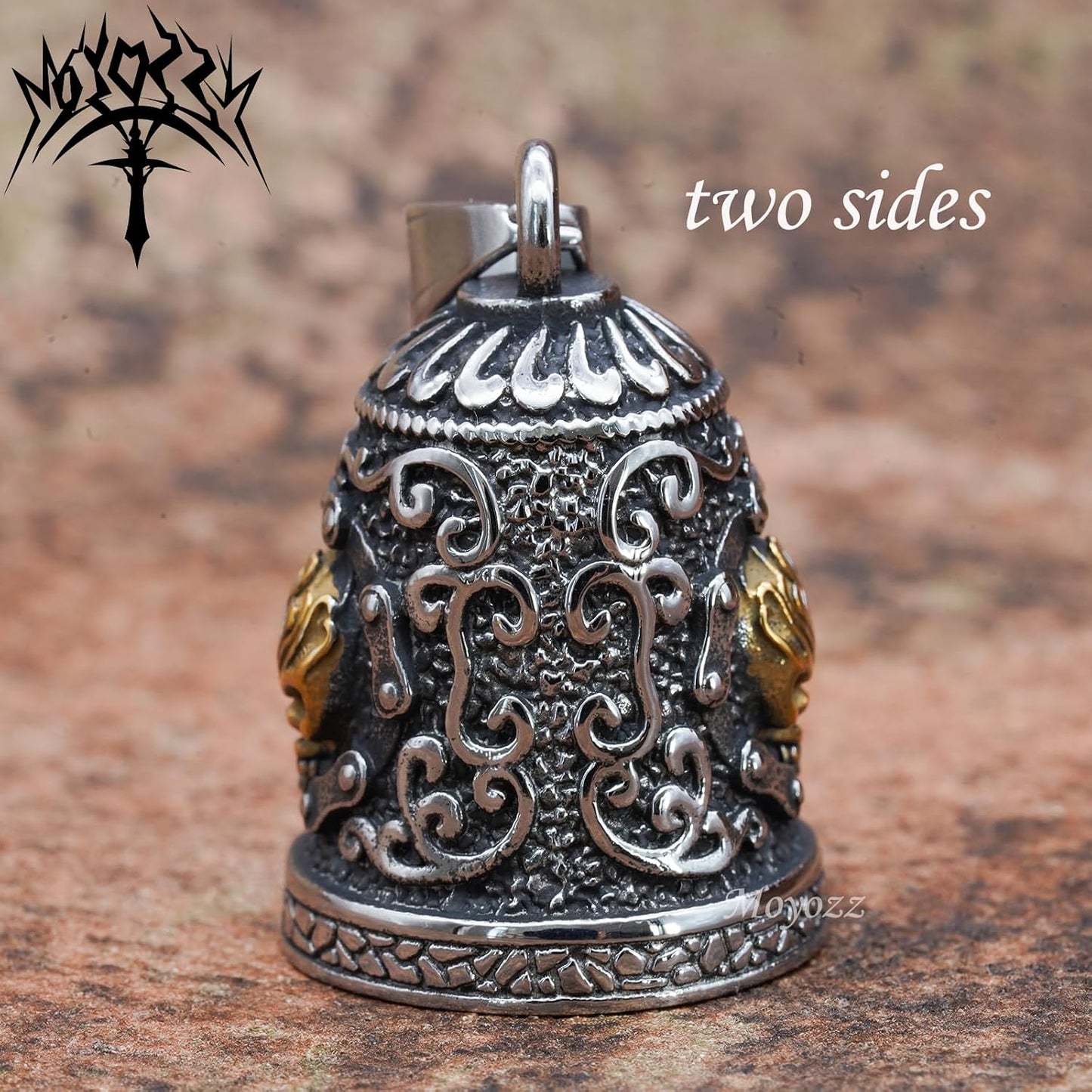 Campana calavera vikingo para motocicleta o llavero