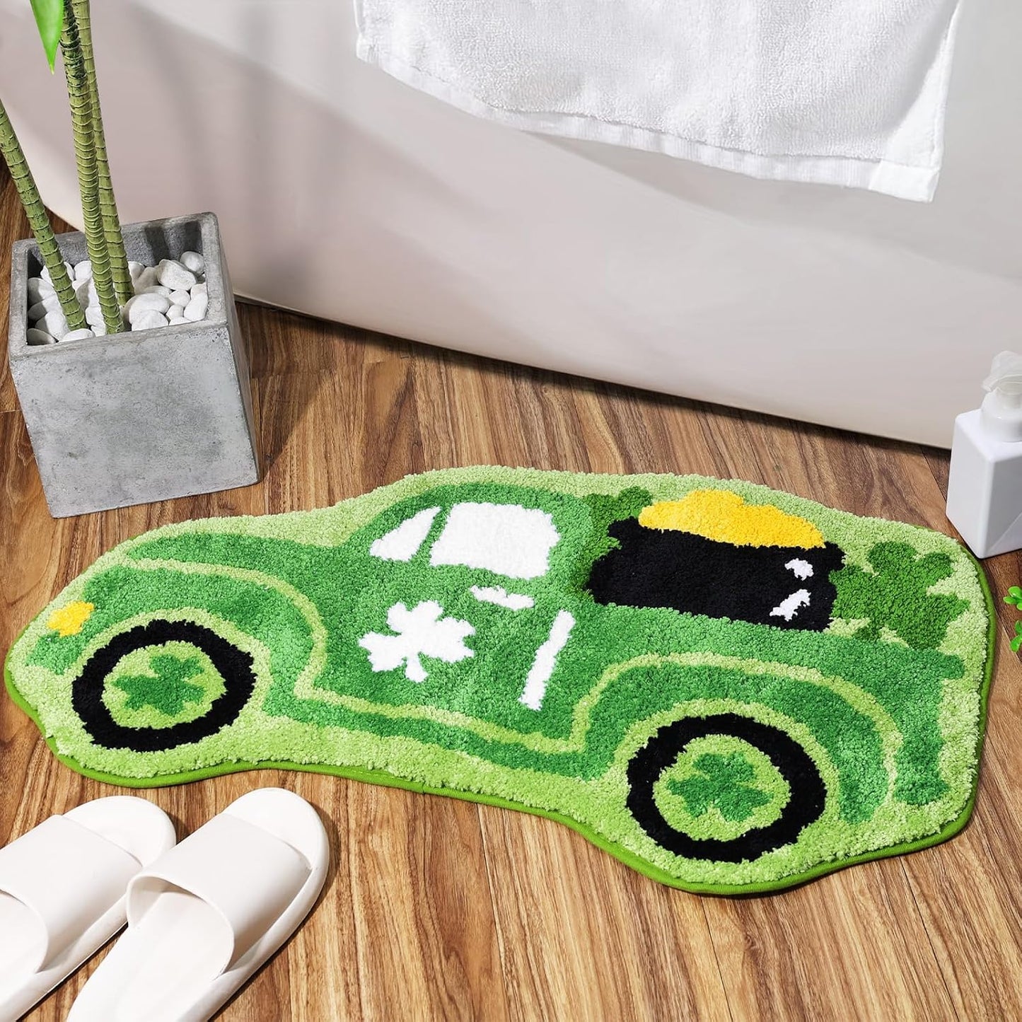 Alfombra baño antideslizante felpa suave dorada