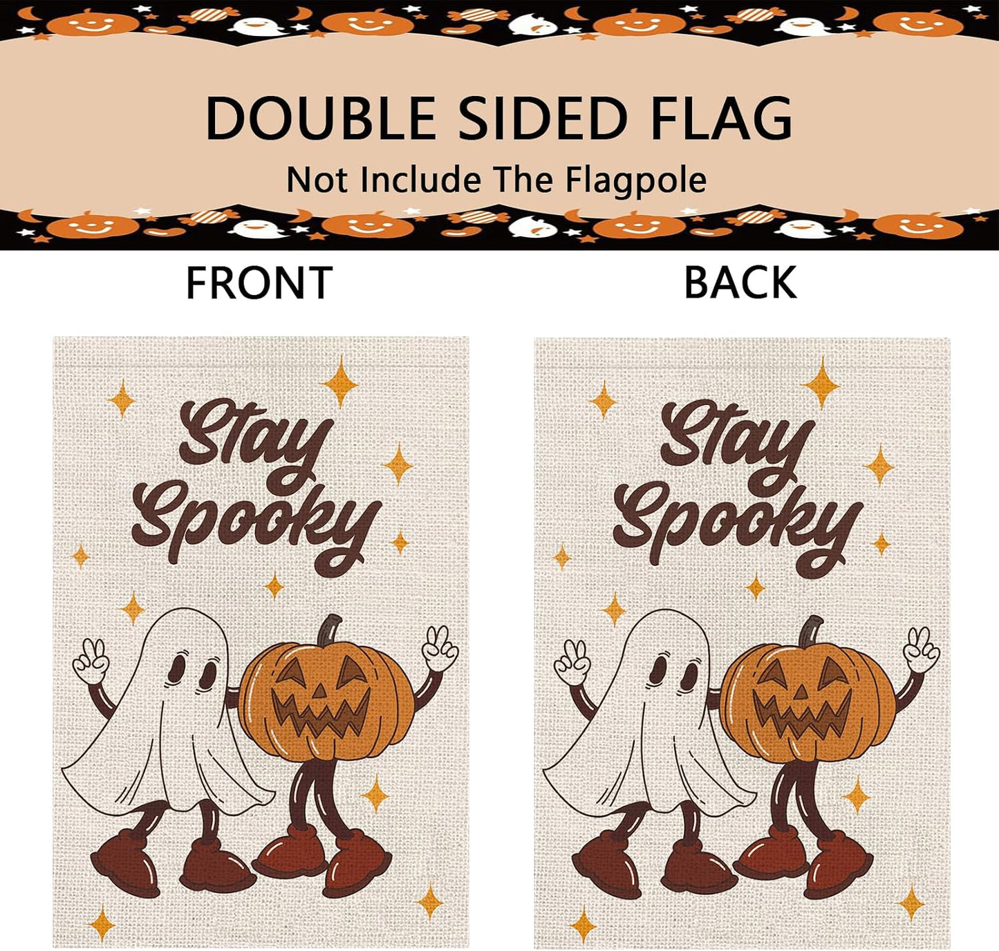 Bandera Halloween fantasma calabaza doble cara