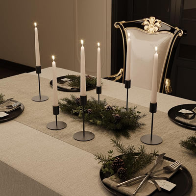 Set 12 portavelas cónicos negros decorativos para mesa o repisa