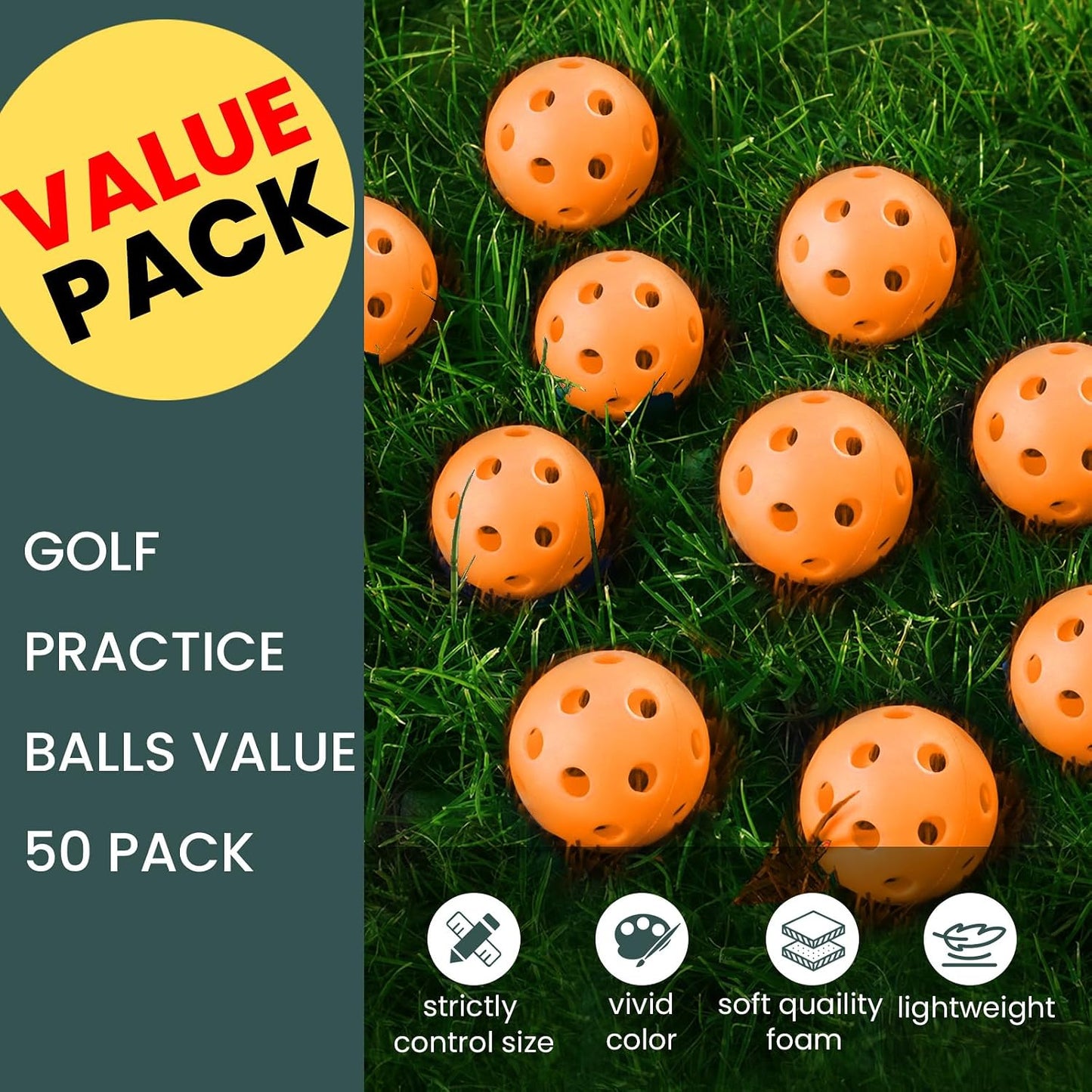 Pelotas golf plástico color valor set 12/24/36/50 uso