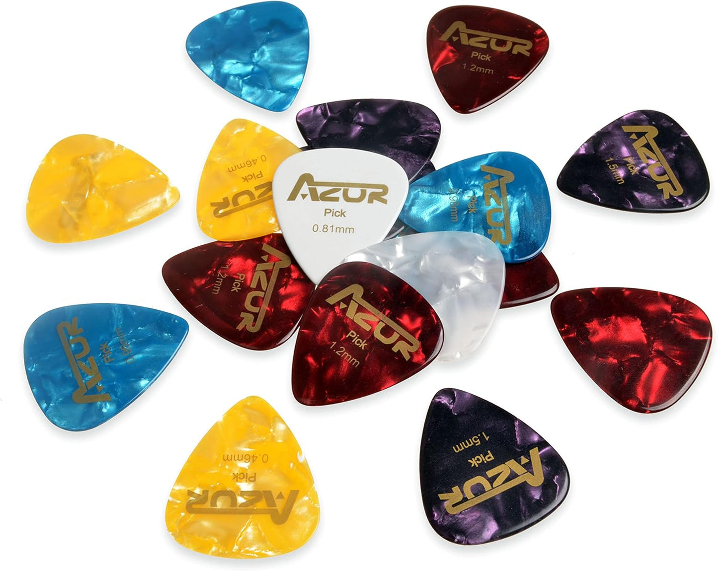 Pack 18 púas celuloide para guitarra acústica eléctrica y ukelele