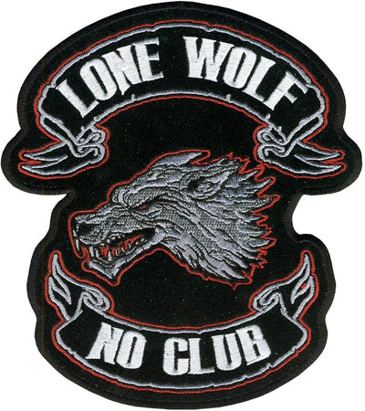 Parche bordado lobo solitario 13x15pulg